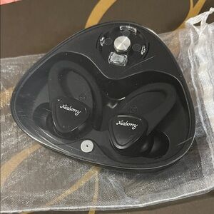 Black On-Ear Wireless Headphones with Ear Hooks